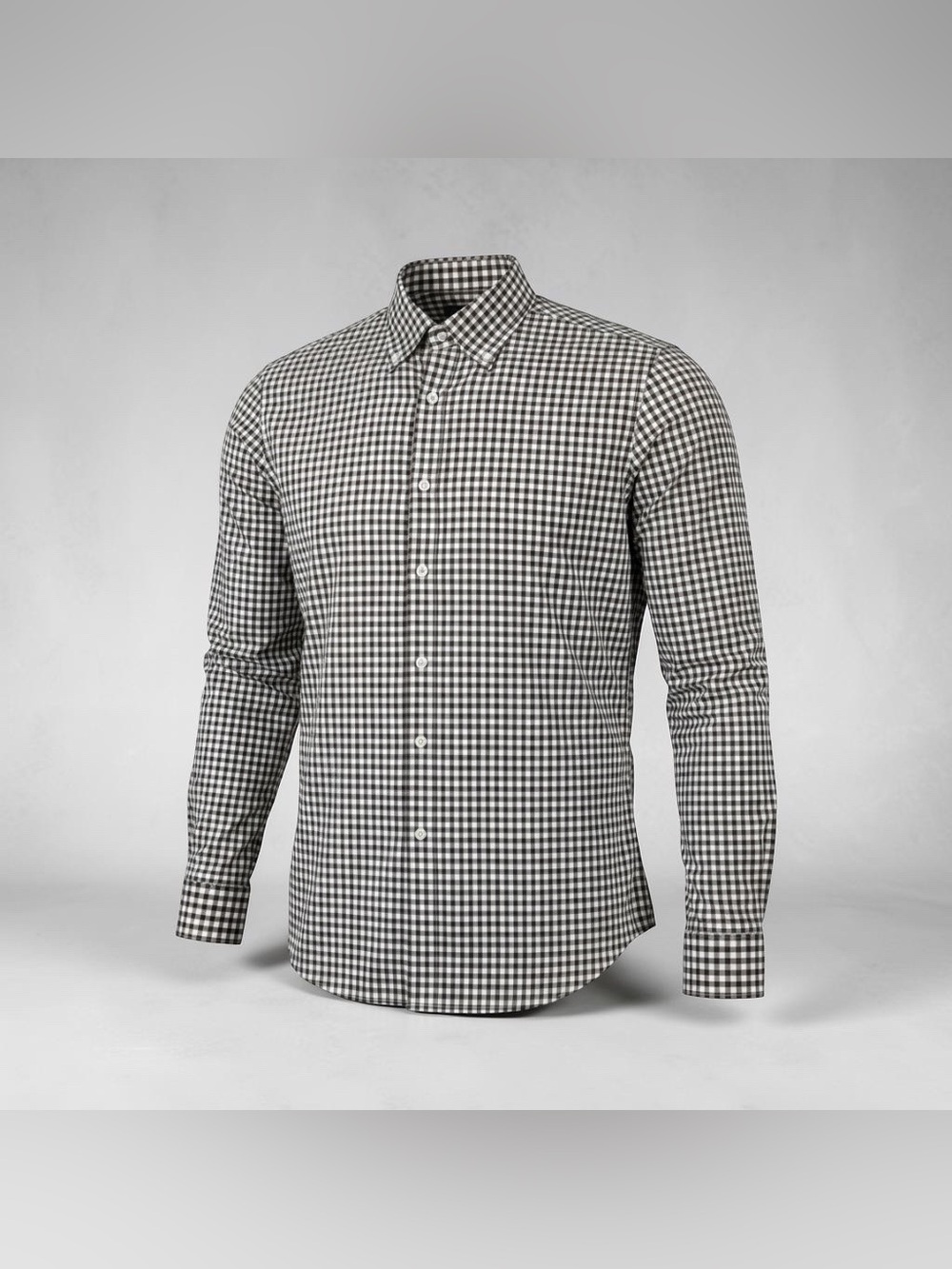 Barneys New York Men’s Brown White Gingham Button-Down Shirt Large 100% Cotton
